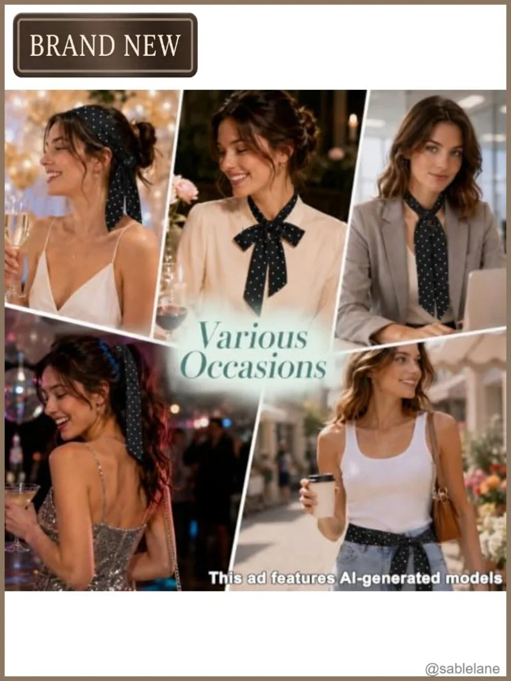 Polka Dot Neck Scarf Women Skinny Lightweight Fashion Wrap